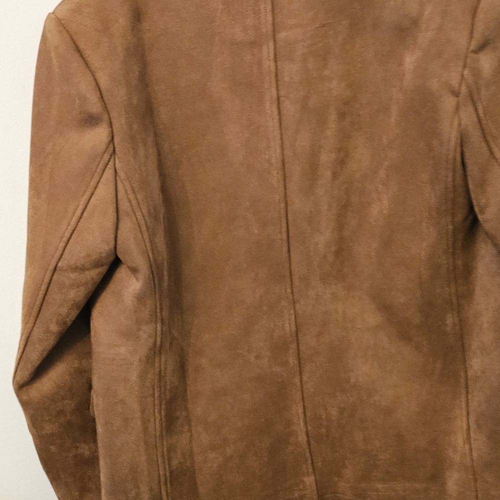 Elegant Tan Faux Suede Blazer for Women - Picture 8 of 8